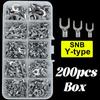 Copper Ring Fork Terminals Kit Non-Insulated Electrical O/Y Type  Brass Terminal Assortment Set Cable Wire Connector Crimp Spade