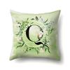Polyester Pillowcase Car Decoration Small Fresh Green Leaves 26 English Letter Printing Pillow Cushion Cover