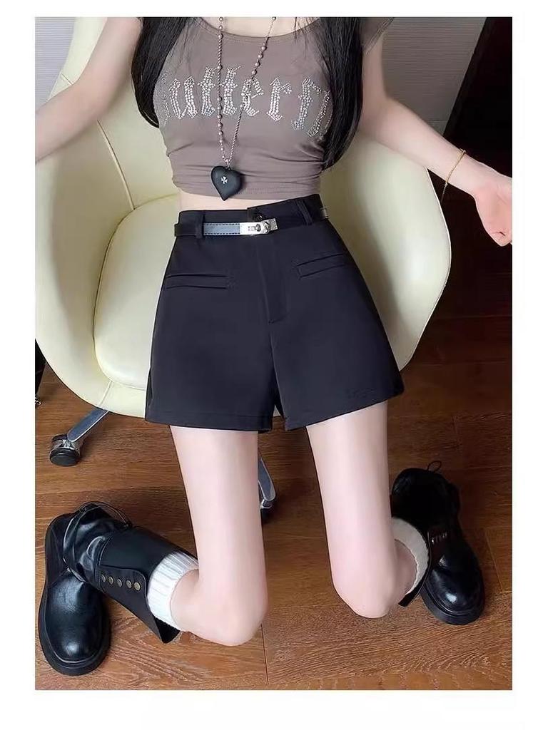 2025 New Korean Style Women's High Waist White Summer Shorts, Slimming Wide Leg Casual Pants