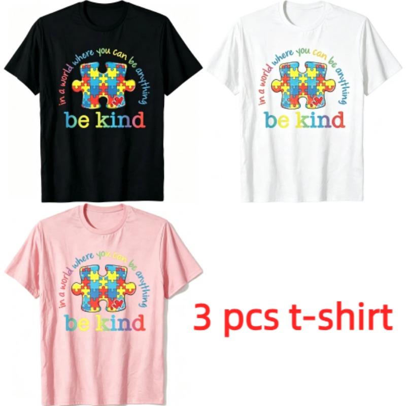 Fashion Be Kind Letters Print Kids T-Shirts Summer Fashion Street Outdoor Casual T-shirt Tops for Boy and Girl's Tees Top