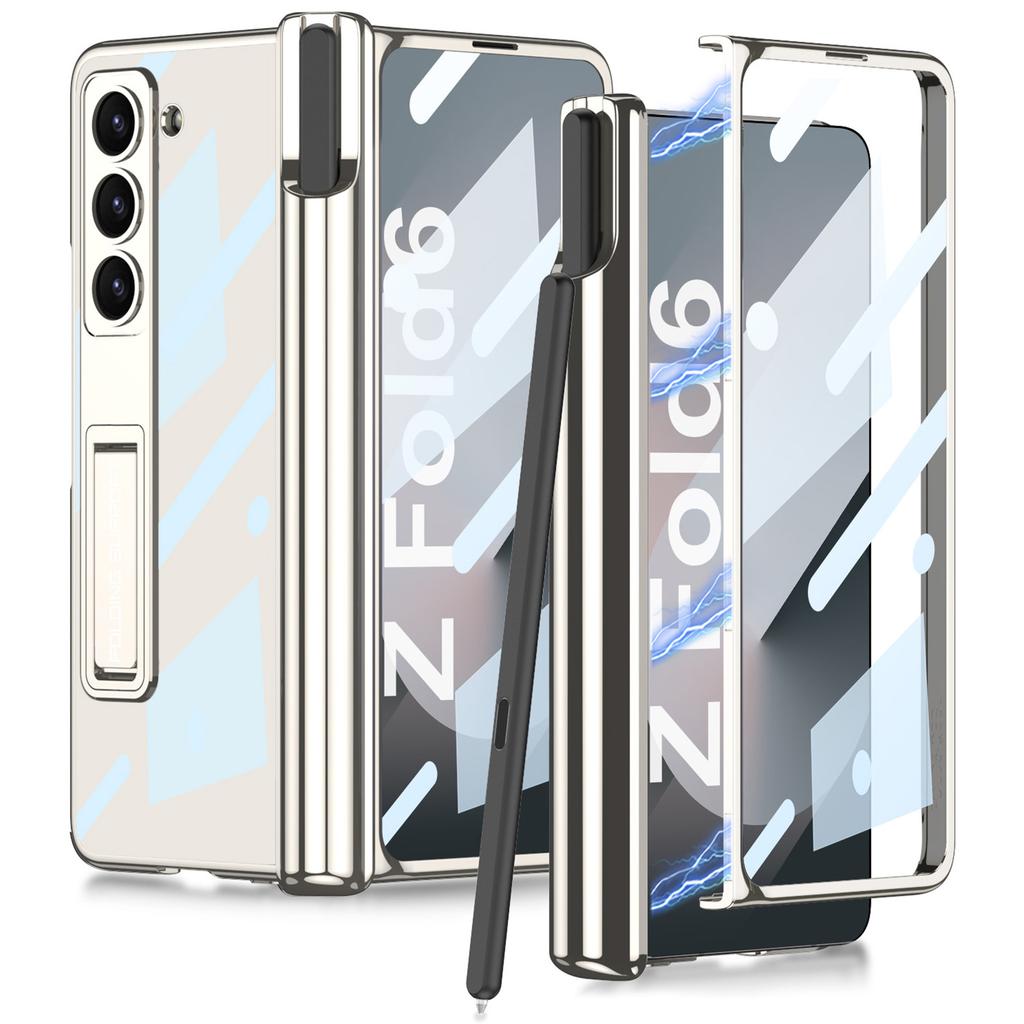 GKK For Samsung Galaxy Z Fold6 5G Case Pencil Slot Kickstand PC Phone Cover with Screen Film