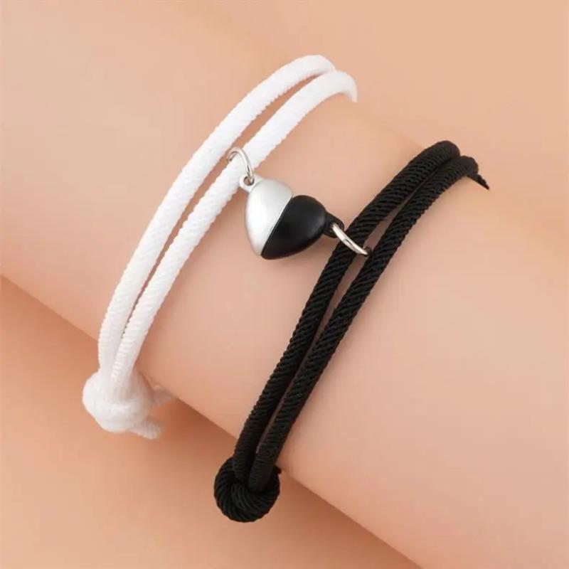 2Pcs/Set Couple Bracelets Adjustable Hand Rope Magnetic Buckle Bracelet Fashion Elegant Gifts For Lovers