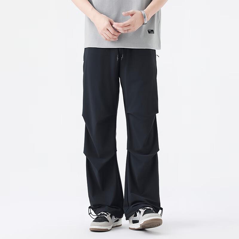 VUUG Men's Pleated Quick-Dry Ice Silk Cargo Pants
