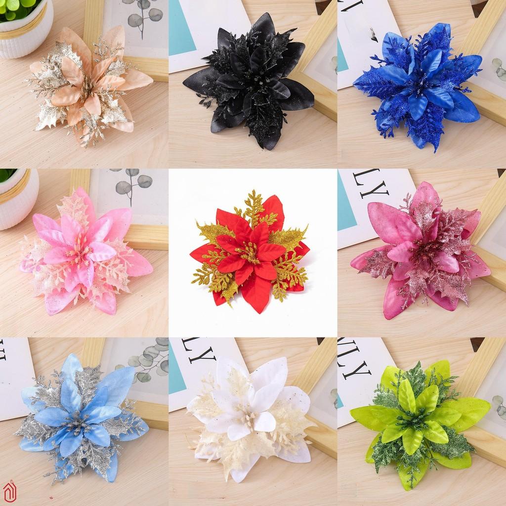 Decorations Christmas Floral With Plastic And Glitter Finish Festive Tree Decor