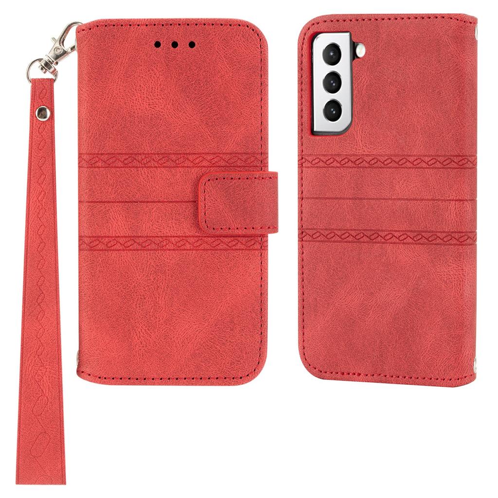 For Samsung Galaxy S25+ Case Wallet Skin-Touch Leather Imprinted Phone Cover