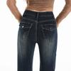 Retro Elastic Flared Pants Women's Pocket Design Sense Autumn and Winter New Casual Women's Clothing Jeans Micro-flared Pants