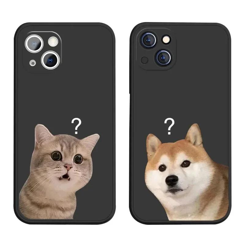 Cute Animal Dog Cat Couple Phone Case For iPhone 16 13 15 12 11 14 Pro Max Mini XS X 8 7 Plus 16E SE Shockproof Cover Fundas