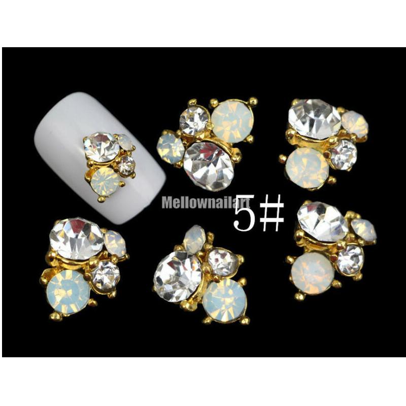 10 st 3D metalliska strass Crystal Nail Art Tips Dubbar Glänsande telefondekor DIY