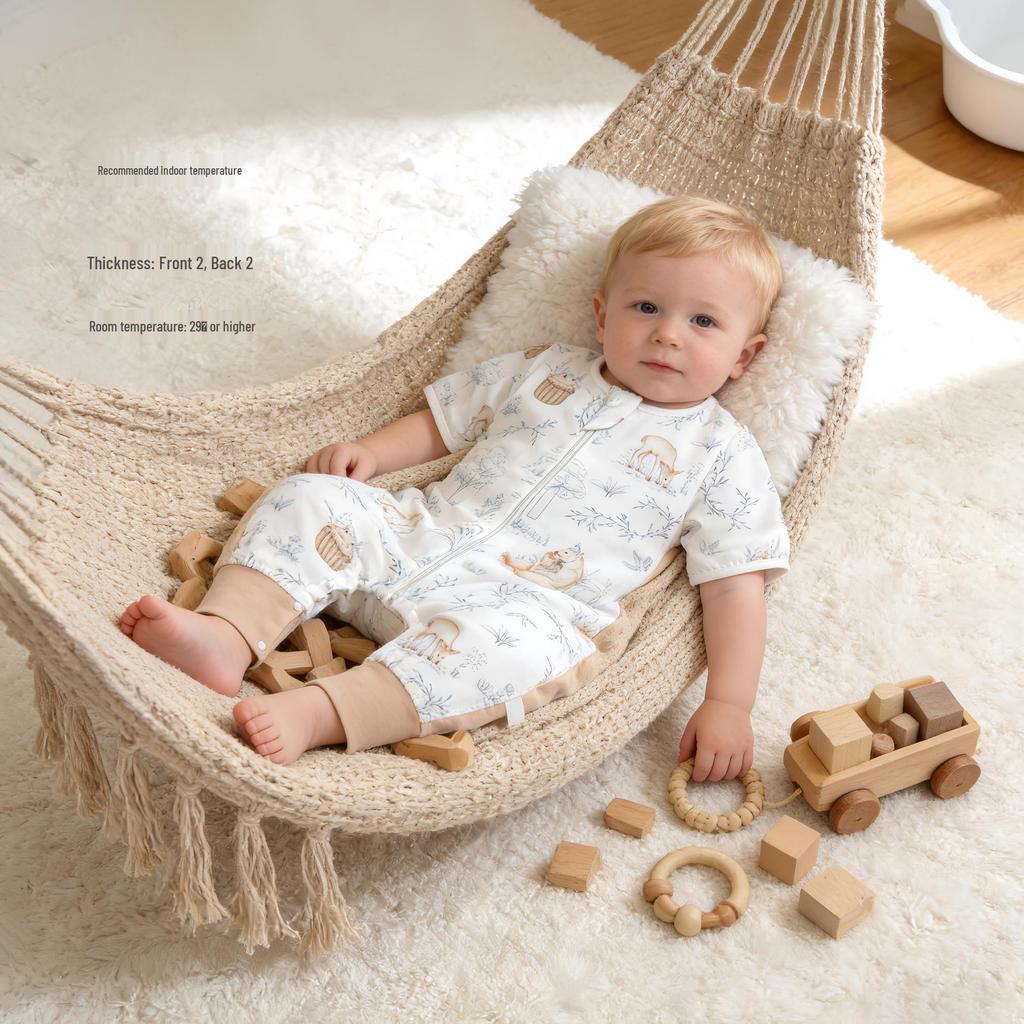 A-Class Bamboo Cotton Gauze Summer Sleeping Bag with Legs and Removable Sleeves for Boys and Girls
