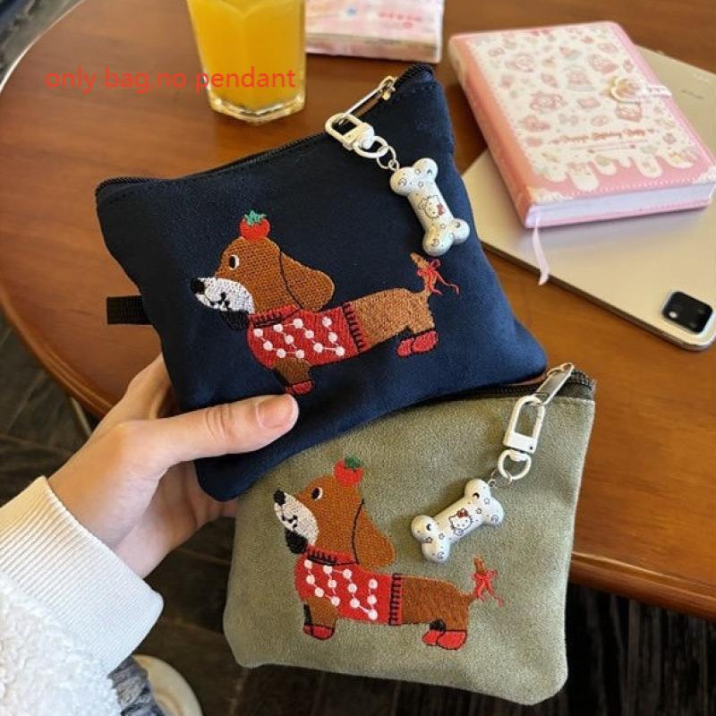 Cute Cartoon Dachshund Coin Bag Portable Mini Cosmetic Bag Earphone Lipstick Storage Bag For Girls Gift