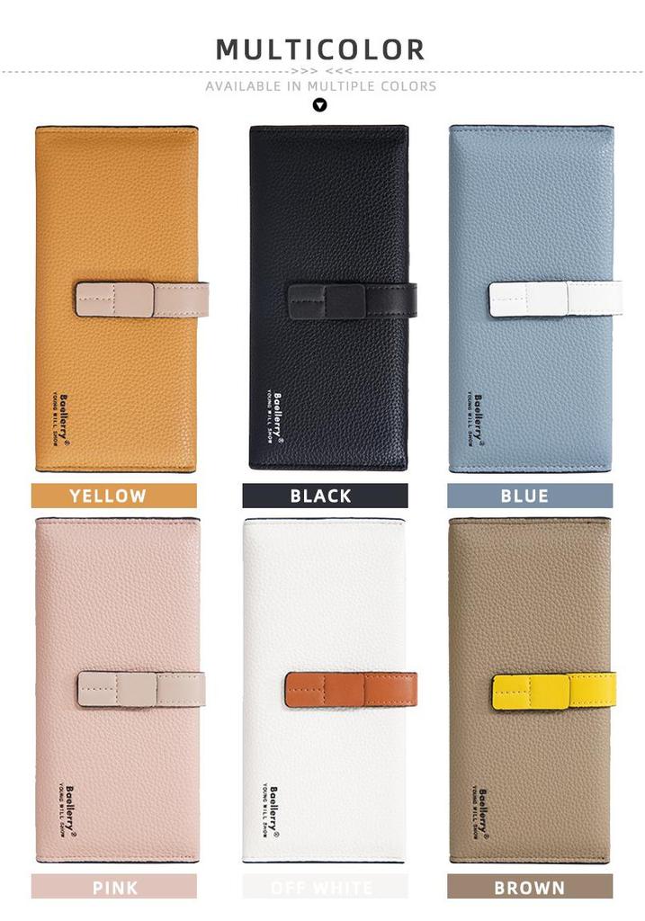 Baellerry Women's Korean Style Color Block Multi-Card Long Wallet Clutch