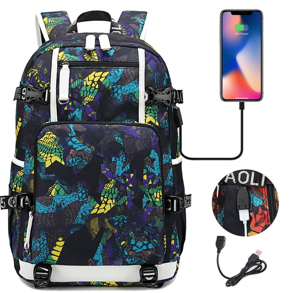 Anime Manga Cartoon Print USB Charging Student Backpack Teenagers Unisex Casual Large Capacity Daypack Simple Edition