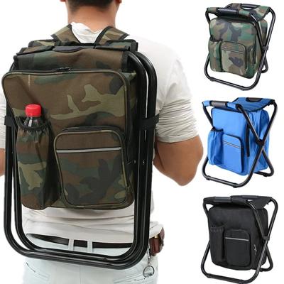 2 In 1 Folding Camping Chair Portable Fishing Backpack Chairs Stool Wear-resistant Oxford Fabric For Outdoor Hunting Hiking Climbing.