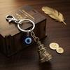 OTTAVO Premium Guardian Bell Keychain for Bike & Car | Tibetan Texture Bell Keychain with Evil Eye & Silver Hook
