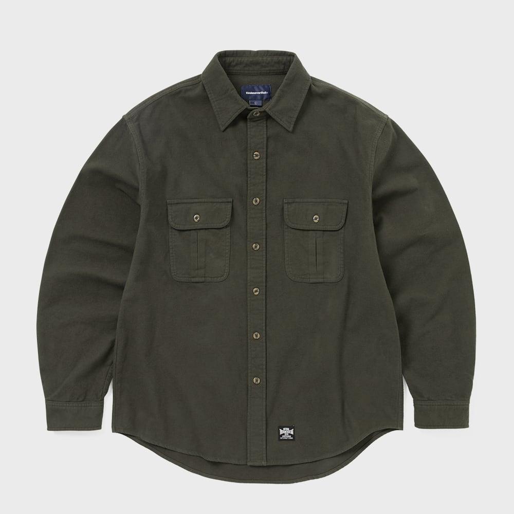 Эта Фланелевая Рубашка в Стиле Кантри Темно-Оливковая S