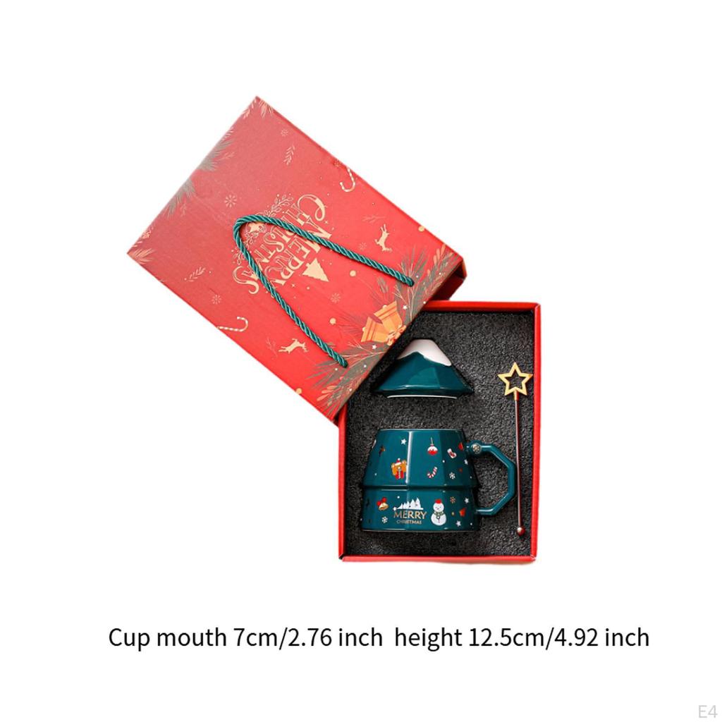 Keramik Weihnachtsbecher Kaffeetasse, mit Deckel und Henkel, Geschirr, Feiertags Lustige Tasse