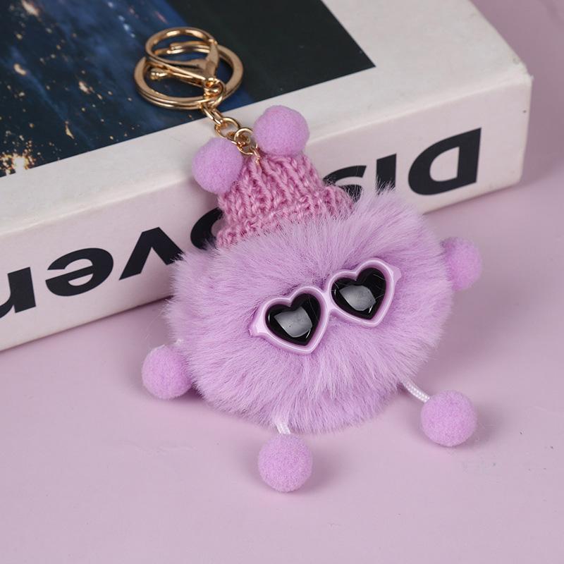 1PC Elfin Cute Backpack Charm Multicolor Plush Handbag Decoration Small Briquettes Keychain Key Chains
