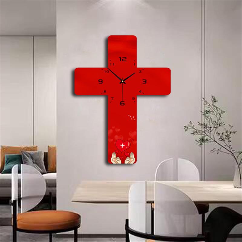 

Red Modern Large Wall Clock with Battery Other