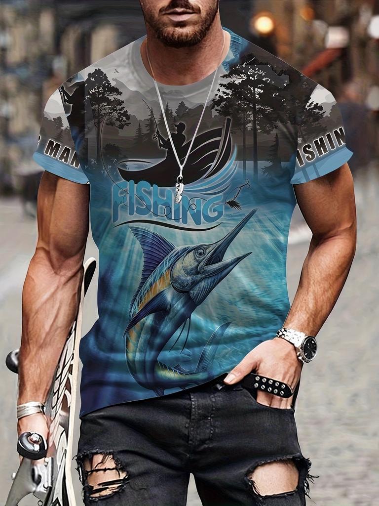Fashion 3D Carp Fishing Men T-Shirt Fashion O-Neck Short-Sleeve Oversized T-Shirt Funny Tee Summer Streetwear Men Clothing Tops