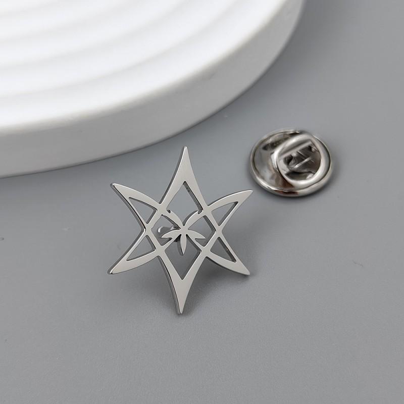 Irregular Hexagonal Star Brooch Cufflinks Hollowed Out Design Coconut Tree High-end Light Luxury Clothing Accessories 14k