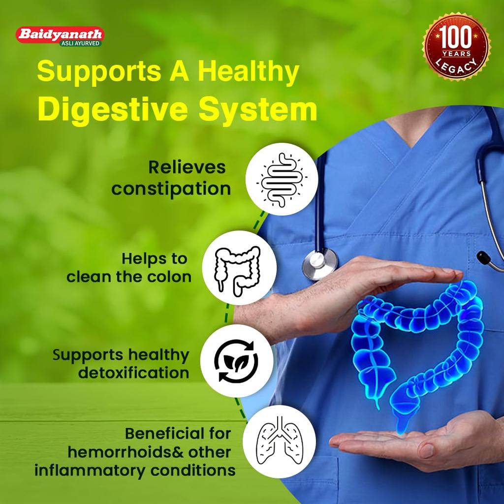 Baidyanath Triphala Guggulu Tablets Pack of 2 | Ayurvedic Herbal Blend for Daily Digestive Wellness and Internal Balance | 80 Tab