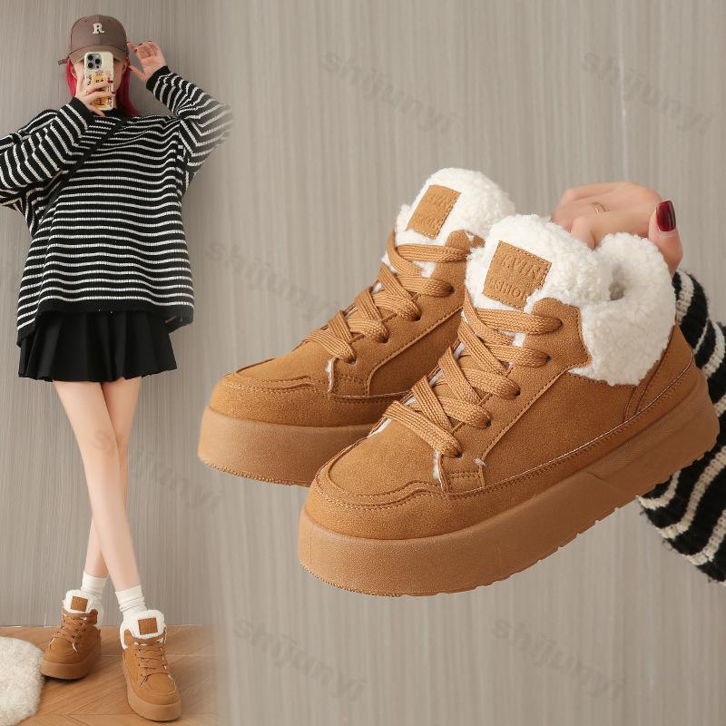 Winter Damen Baumwollschuhe 2026 Neu Warm Plüsch Bequem Rutschfest Knöchelhohe Stiefel Mode Plateau Outdoor Kälteschutz Schneestiefel