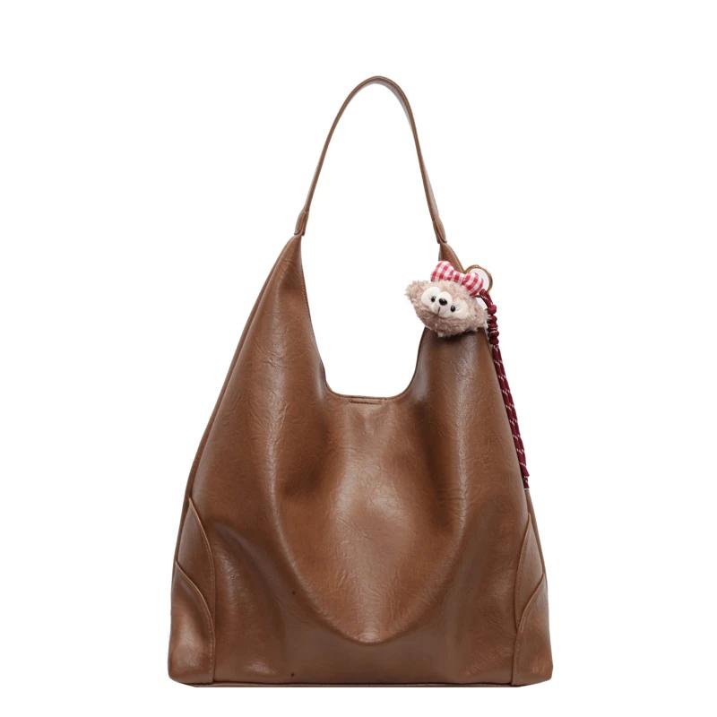 

Большая вместимость женская сумка через плечо из ПУ, однотонная повседневная сумка с застежкой, модная