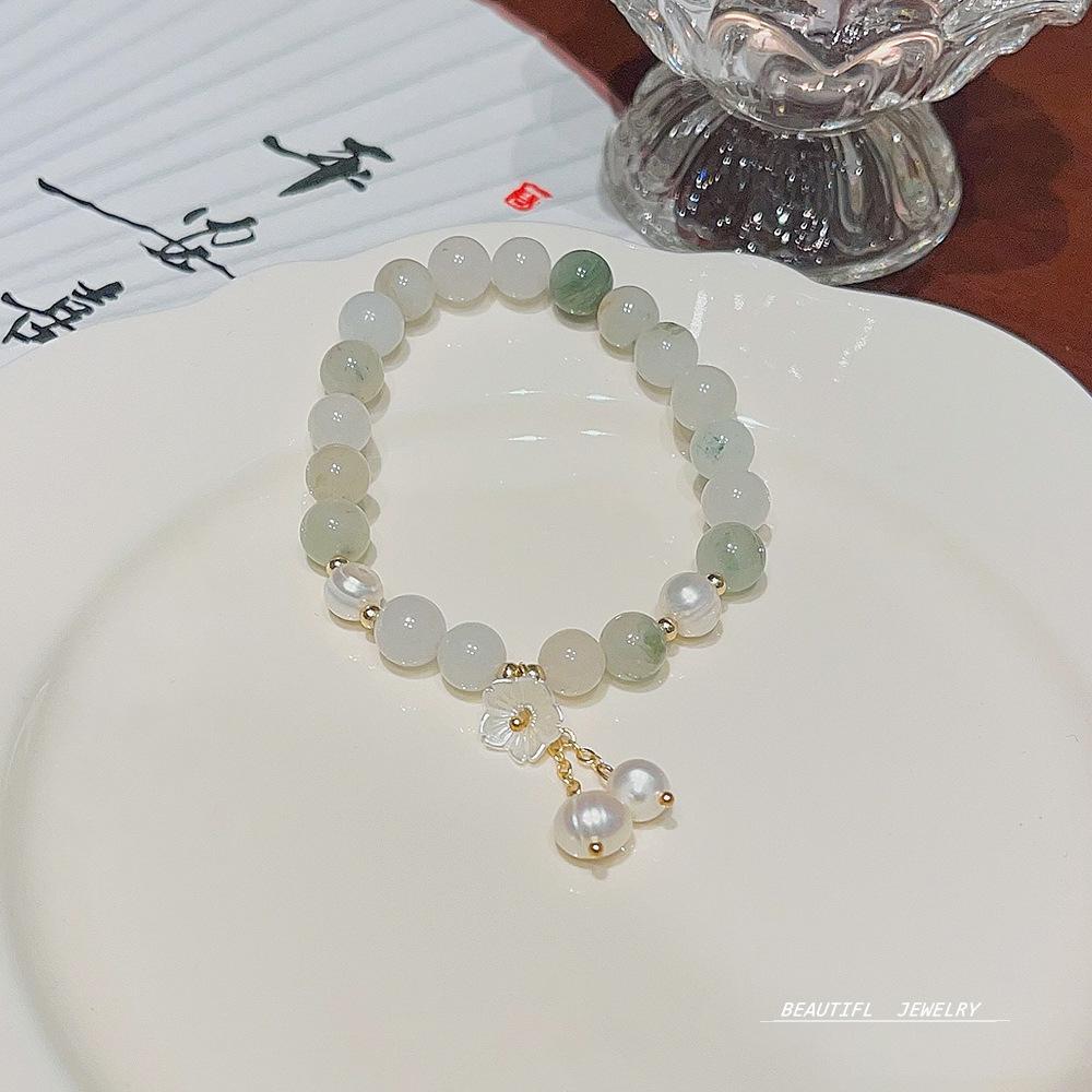 Sweet Fashion Creative Natural Stone Crystal Pearl Bracelet Light Luxury Niche National Wind Couple Bracelet Jewelry Women