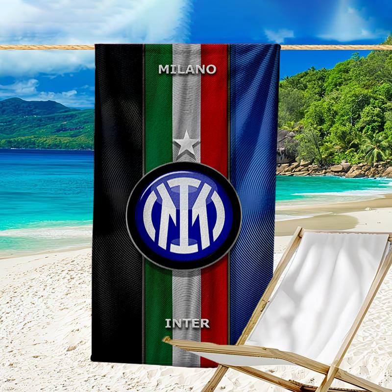 Asciugamano da Spiaggia con Stemma Inter Milan - Morbido, Assorbente in Microfibra, Leggero, Ideale per la Spiaggia, Feste, Viaggi, Campeggio regali per tifosi