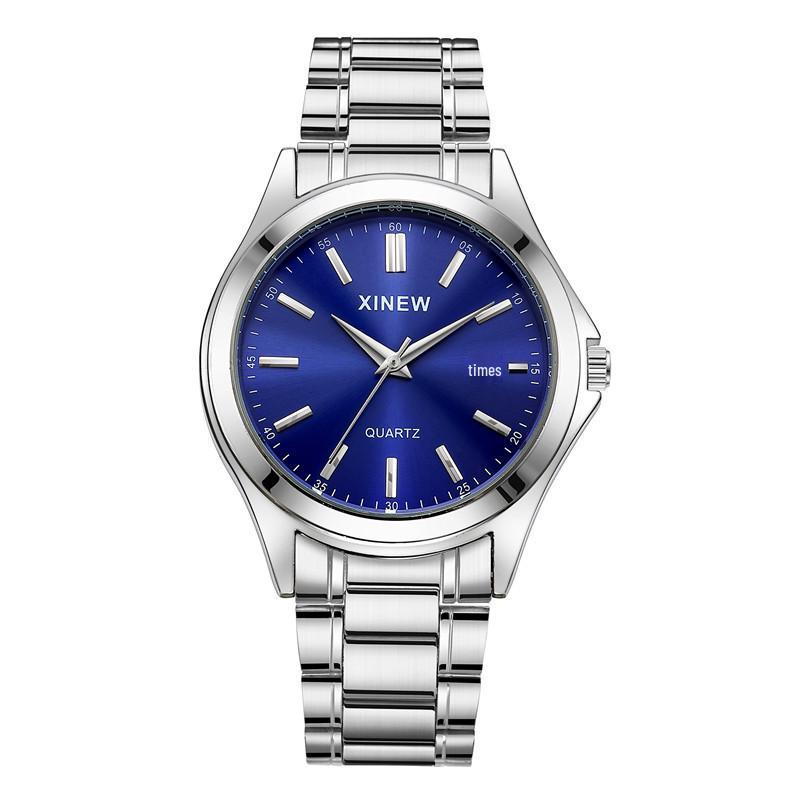 Men s Stainless Steel Quartz Watch with Date Display