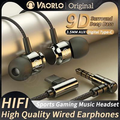 Digital Chip Kabelgebundener Kopfhörer 3,5mm AUX/Typ C 9D HIFI Schwerer Bass In-Ear Gaming-Headsets Für Samsung Huawei Xiaomi OPPO iPad PC MP3/MP4