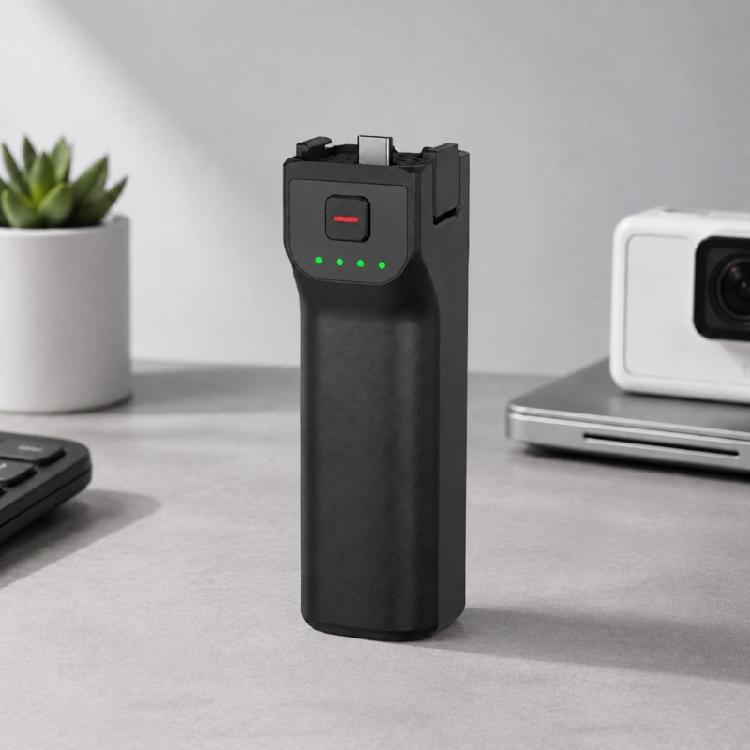 Rechargeable Camera Power Handle with Front Control Button, Status Lights, Type C Output, and 1/4 Threaded Hole Mount