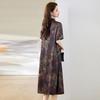 New improved high-end cheongsam big-name fragrant cloud yarn silk middle-aged and elderly  dress