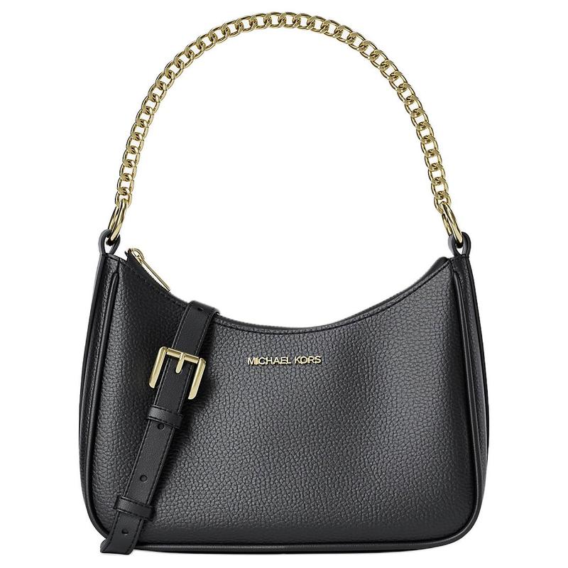 MICHAEL KORS Jet Set Monogram Gold Hardware Leather Shoulder Handbag Large Women s Black чёрный