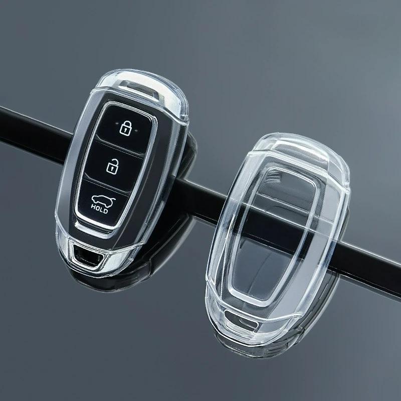 Soft Tpu Car Key Cover Transparent Case For Hyundai Elantra Grandeur Accent Solaris Sonata Palisade Kona Creta I20 I30 Ix35 Ix25