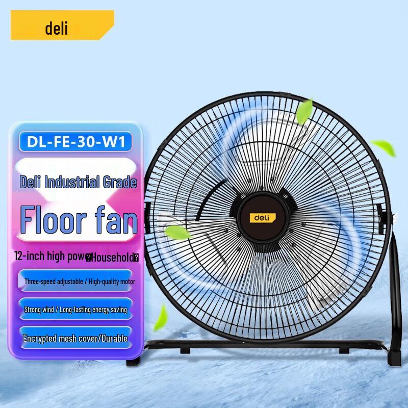 Deli High-Power Floor Fan CN plug (adapter included)