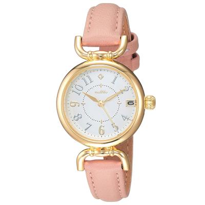 Fieldwork Ibany Analog Watch with Date Display, Leather Strap, White Dial, Women's, Pink, YM001P-2