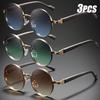 3pcs Metal Fashionable High-end Glasses with Contrasting Lenses for Both Men and Women