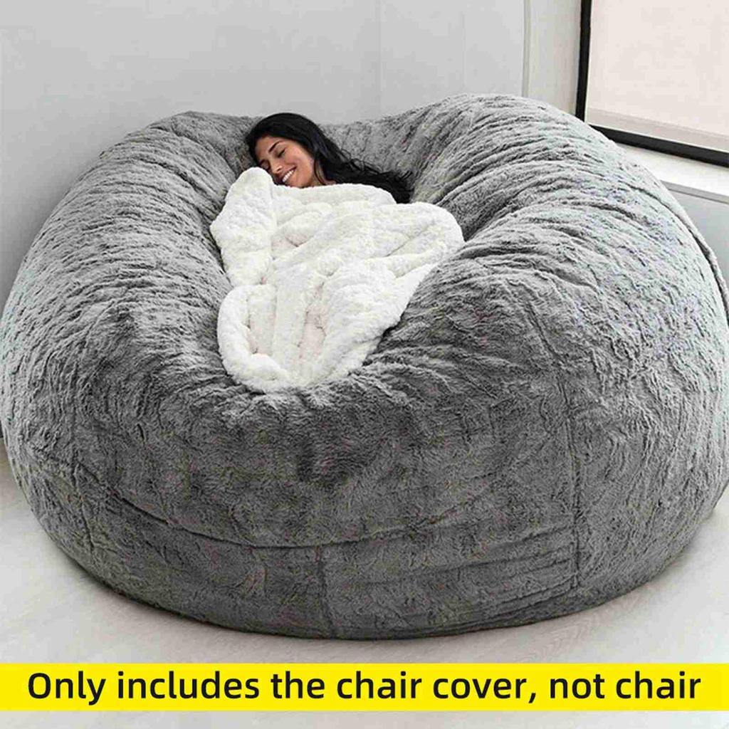 Sedia a Sacco Grigia Senza Imbottitura Sacco a Sacco Gigante Pouf Divano Letto Puff Futon Seduta per Stanza Tatami Arredamento Relax Lounge Solo Sacchi Custodia
