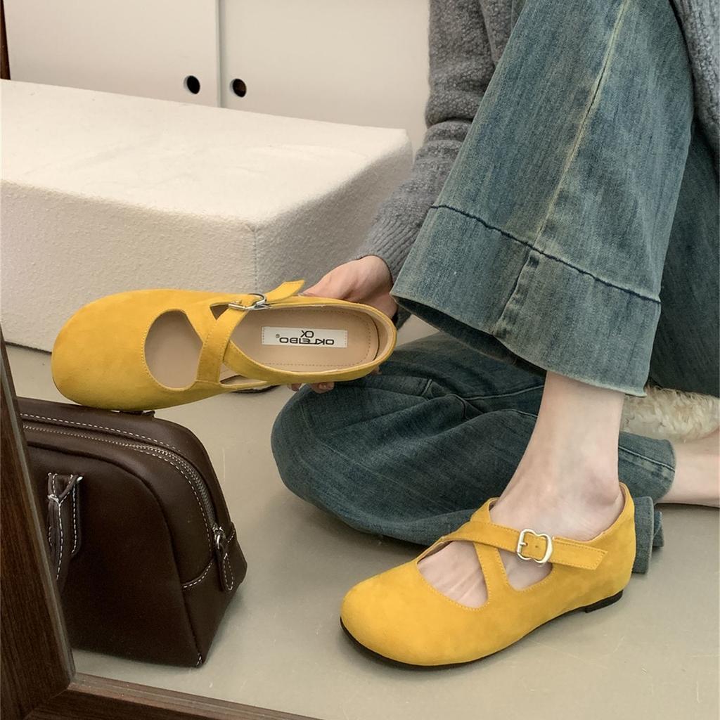 Platform Sole Retro Pink Round Head Single Shoes Women's Shoes 2025 New Casual Cross Belt Fashion Cross Belt Mary Jane Shoes