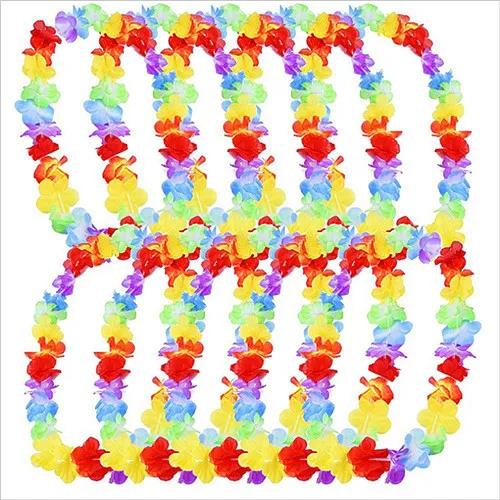 10 Stück Hawaiianische Blumenketten Girlande Halskette Kostümparty Hawaii Strand Spaß