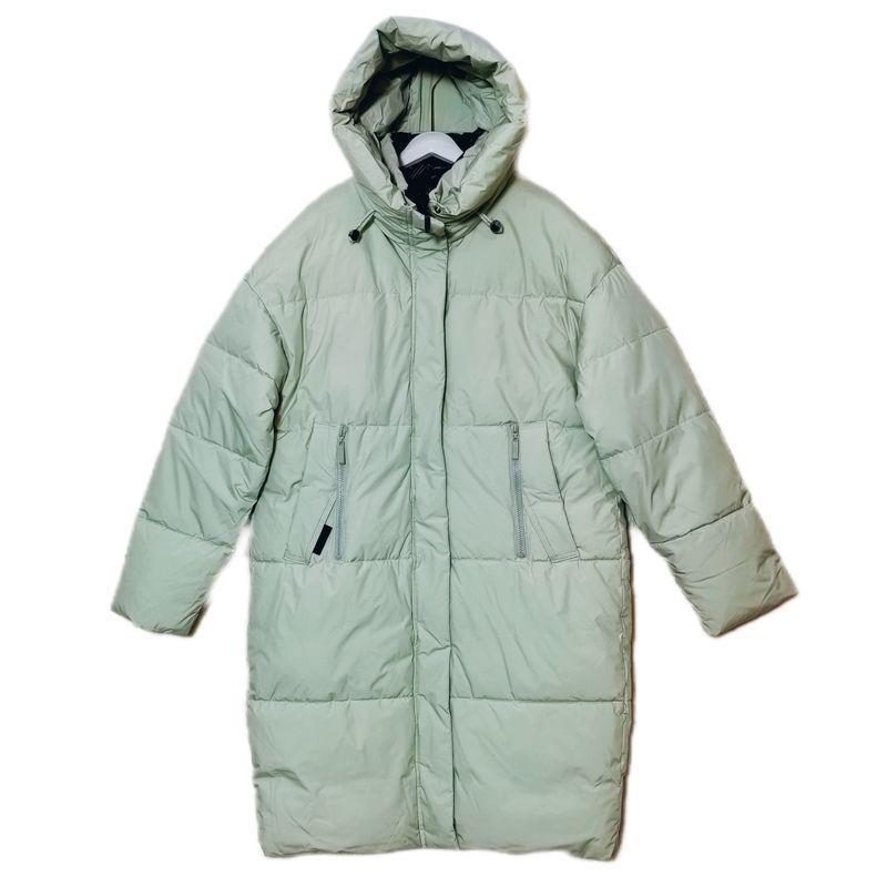 To Russia Hooded Thickened Down Cotton Cold Protective Clothing Female Mid Length Long Length Pure Color Thick Cotton Clothing Northeast Winter