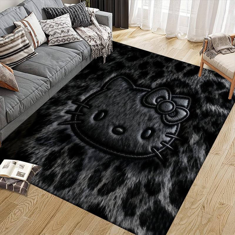Hello Kitty2 Flannel Pattern Square Carpet,Area Rug,Carpet Rug for Living Room Bedroom Sofa Playroom Decor,Non-slip Floor Mat