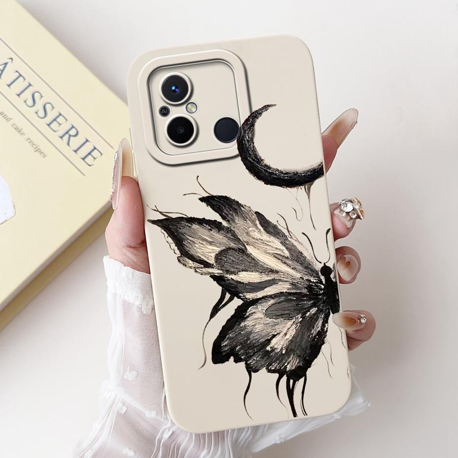 For Xiaomi Redmi 12C 11A 4G Phone Case Redmi 12 4G Poco C55 Back Cover Soft Liquid Silicone Pnada Rabbit Flower Cute Fundas