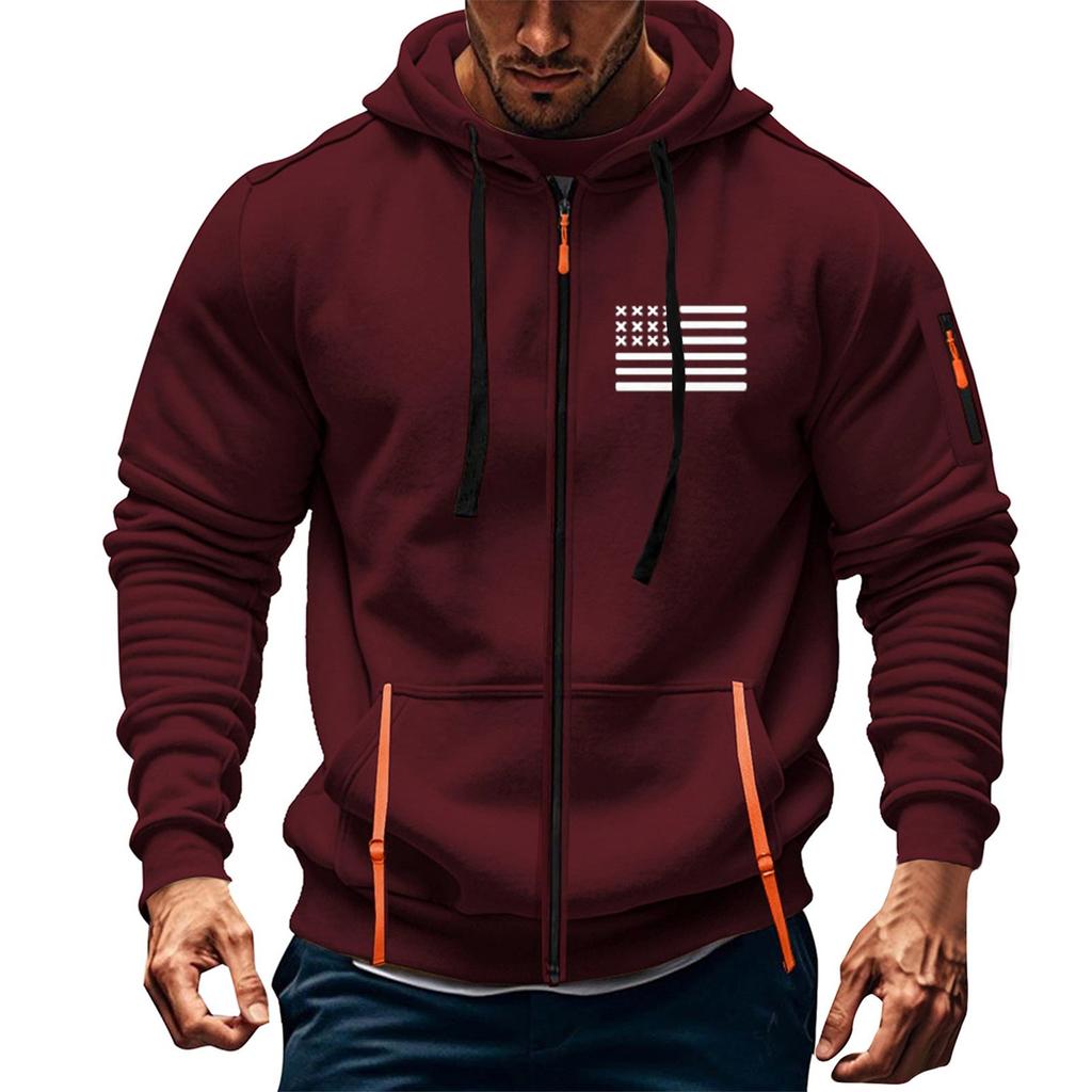 Pánské sportovní ležérní mikina s kapucí mikina s kapucí cardigan zip s kapucí s mnoha kapsami