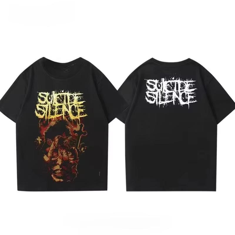 

Metal Rock Pure Cotton Printed T-shirts Men s and Women s High-quality T-shirts Dark Gothic American Style Cool and Loose Top 4XL