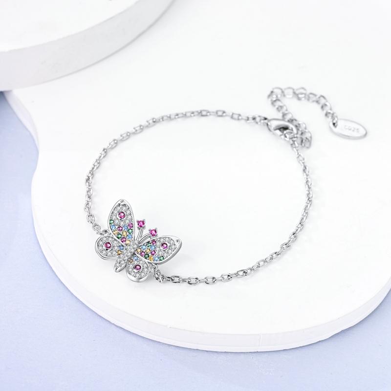 925 Silver Adjustable Size Chain Link Bracelet For Women Feather Butterfly Star Family Life Tree Travel Iris Charm Bracelets
