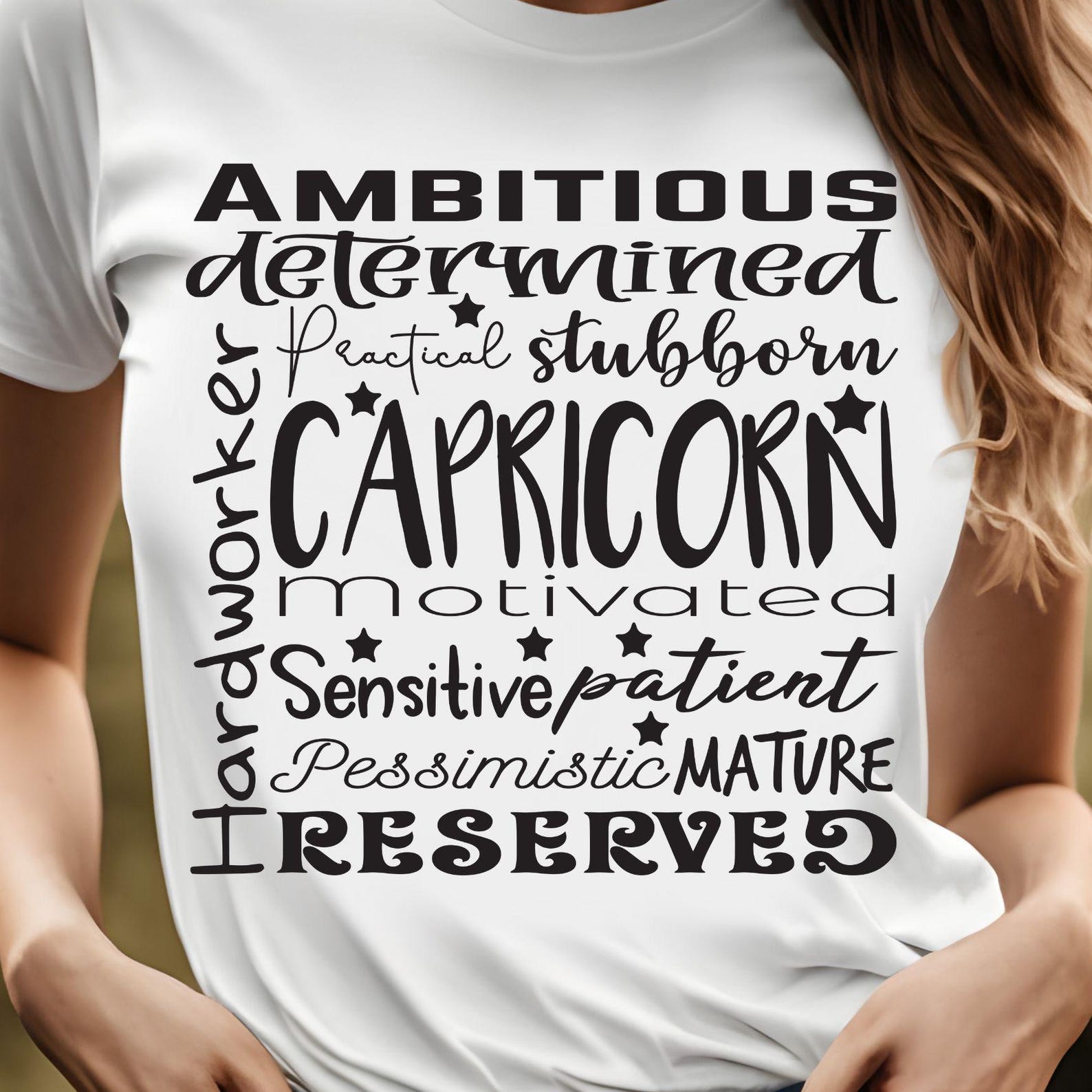 Capricorn Zodiac Traits Tee | Astrology Word Art, January February Birthday Shirt, 8 colors 4XL