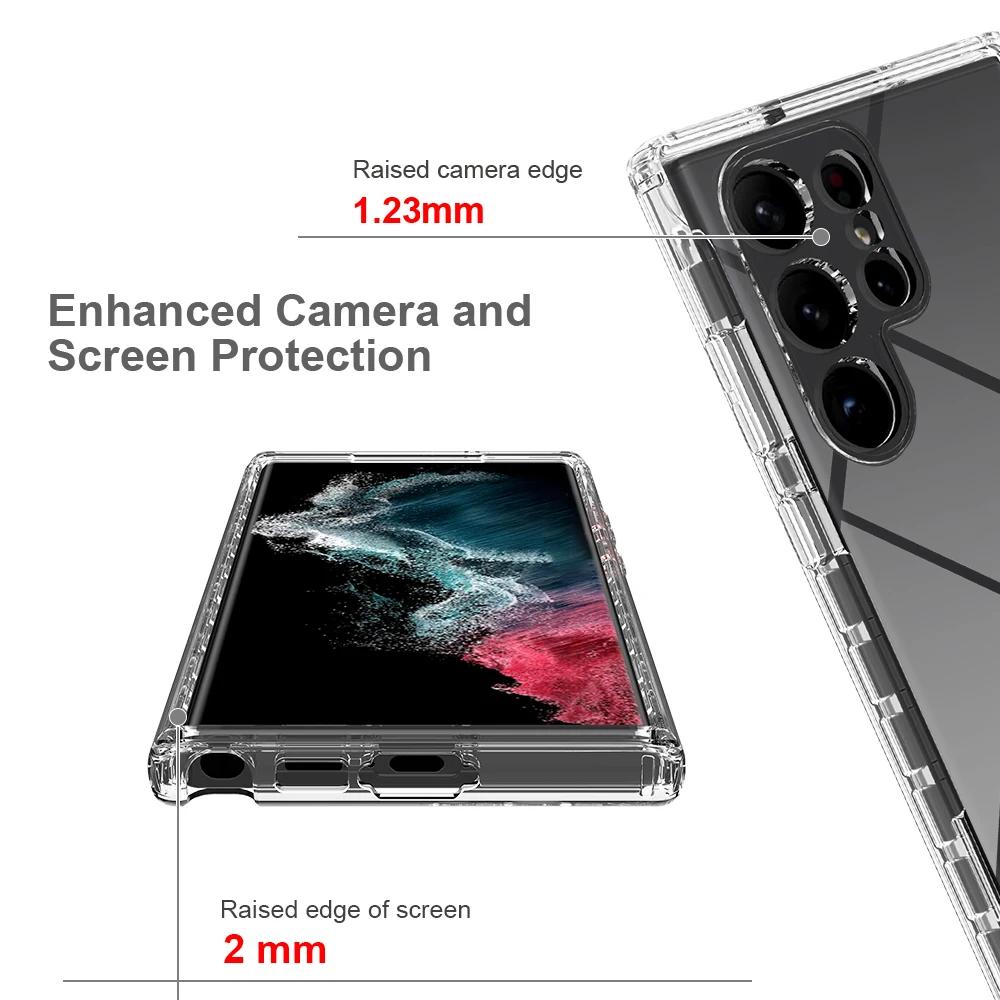 PET Front Screen Protector Phone Case For Samsung Galaxy S23 S24 S25 Ultra S22Plus Hard Plastic Frame Transparent TPU Back Cover