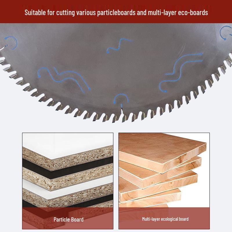 High-End 300X3.2X96T Stainless Steel Mirror-Finish Woodworking Saw Blade for Cutting Particleboard, MDF, and Multilayer Boards.